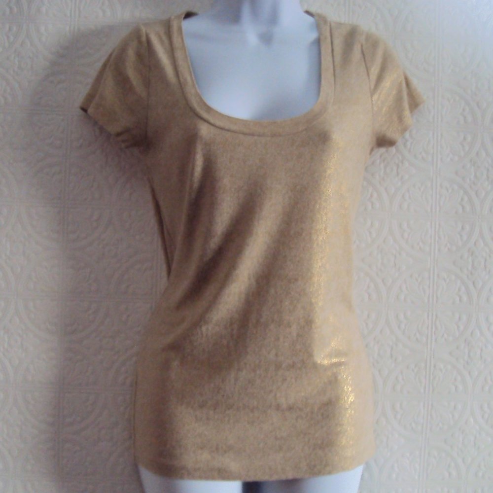 J. Crew Scoop Neck Metallic Gold Shirt.